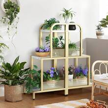 3 Tier/4 Tier Ladder Shelf, Free Standing Gold Book Shelf, Flower Stand Plant Rack, Storage Organizer Unit, Ladder Shelf For Living Room,Home Office,Balcony,Kitchen,Bathroom - Vàng #2 - Xem 5