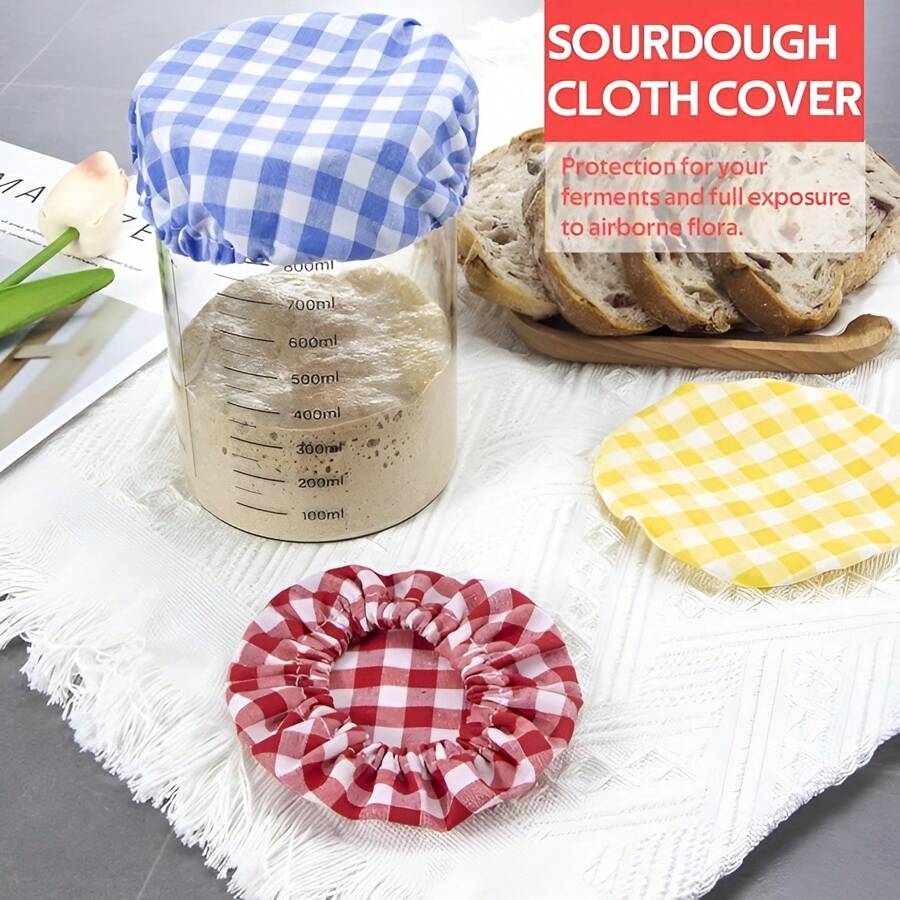 3pcs Sourdough Jar Cover, Reusable Sourdough Cloth Cover, Handmade