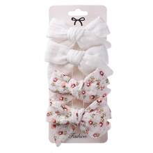 4 pièces Barrettes à cheveux pour enfants avec nœud imprimé en tissu, un ensemble d'accessoires de cheveux de style frais comprenant des pinces à clip en ruban tressé, sûres pour bébé, pour le port quotidien et les séances photos, un cadeau d'amour pour la Saint-Valentin