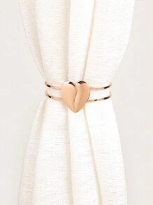 1 Shiny Heart-Shaped Alloy Spring Opening Curtain Buckle, 3 Color Options Gifts Birthday Graduation - Gold - View 5