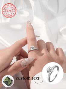 Moissanite Engagement Ring Custom Name Ring Wedding Band S925 Sterling Silver Promise Ring Eternity Ring Anniversary Ring Luxury Jewelry Gifts For Women Customized Gift