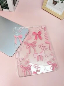 1pc Transparent Floral Bow Painted Lightweight Ultra-Thin Soft Shell Simple/Personalized/TPU Tablet Protective Single Shell, Compatible With IPad Mini 1/2/3/Mini 4/Mini 5/Mini 6/Mini 7/9.7/10.2/10.5/10.9/11-Inch/10th Gen/Air 11-In.(M2)-2024/Pro 11-In.(M4)-2024/Compatible With IPad Air 11-Inch (M3) 2025/Compatible With IPad (A16) 11 Inch 11th Generation 2025, Compatible With Apple Models A7/A8, Models - Pink - View 2