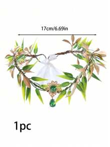 1 Stück wunderschöne Blumen-Feenkrone, Waldkopfschmuck Blätterkranz für Frauen, Renaissance Kostüm, Fotoshooting Requisite Halloween - Grün - Übersicht 10