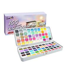 Conjunto De Pintura De Acuarela Sólida Concentrada De 100 Colores Con Embalaje De Caja De Hierro - Multicolor - Ver 1