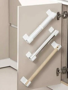 1/2 Pairs  No Drill Storage Rack For Cling Film, Garbage Bags, Cabinets, Refrigerators Side Wall Shelf - White - View 3