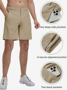 HOTSUIT Boyfriend Style Men's Golf Shorts 9" Stretch Quick Dry Casual Work Shorts With Pockets Lightweight Boyfriend Style Men's Dress Shorts - Khaki - View 9