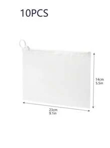 10pcs Large Sealed Bag Classified Storage Bag Waterproof Cosmetic Bag, Scrub Pull Loop Bag Jewelry Cosmetics Travel Mask Pull Loop Storage Bag, Underwear Socks Ice Sleeve Packaging Zipper Bag Practical Zipper Bag Stationery Storage Bag, Travel Storage Separated Bag Tabletop Sundry Storage Bag, Office Supplies, Back To School Supplies Art Supplies Cosmetic Storage Bag. Travel Accessories For Beach Travel Essentials Vacation Holiday Travel Bag Make Up Bag - White - View 8