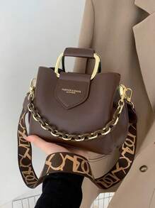 Bolso cruzado mini de moda para mujer, bolso de hombro con correa ancha y tendencia, elegante bolso de estilo cubo con sensación de calidad, incluye monedero