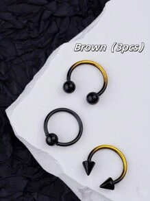 3Pcs Y2k Style Colorful Nose Ring Horseshoe Nose Hoops Earring 16g Stainless Steel Septum Jewelry Nose Ring Lip Ring Hinged Septum Hoops Piercing Jewelry, Septum Clicker Ring, Hoop Nose Ring For Septum, Helix, Rook, Tragus, Daith, Cartilage Earring For Women Men Halloween Piercing Body Jewelry For Party Dates  Daily Wear