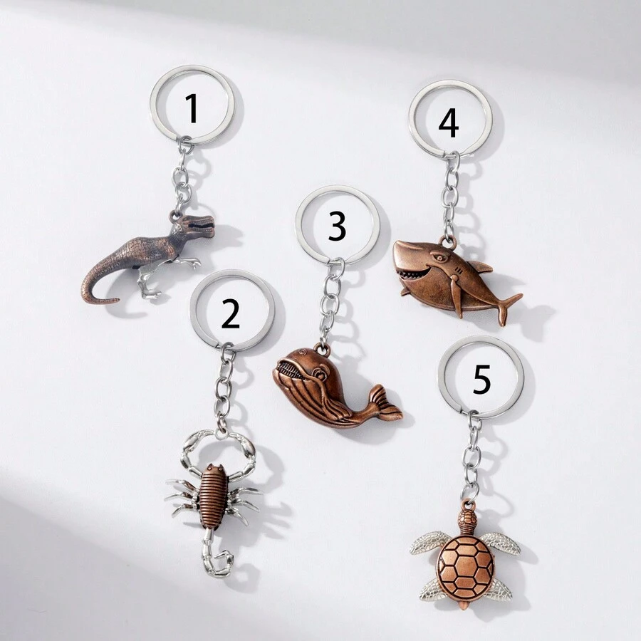1 Máy Tính Vintage Đơn Giản Sáng Tạo Đại Dương Động Vật Cá Heo Cá Mập Rùa Tôm Móc Khóa, Ô Tô Thời Trang Mặt Dây Chuyền Túi Phụ Kiện Cá Tính Du Lịch Lưu Niệm - Bạc - Xem 1