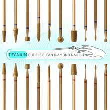 hytoos 角质层清洁钻头，钛合金俄罗斯美甲钻头，专业指甲下角质层死皮清洁器 - 金色 - 查看 2