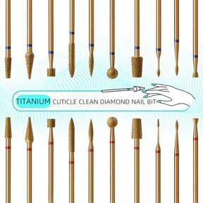 hytoos Cuticle Clean Nail Drill Bit, Titanium Russian Nail Bits, Professional Under Nail Cleaner For Cuticle Dead Skin