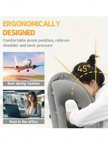 1入組充氣旅行枕，具有專利氣閥設計，提供頸部和頭部支撐的飛機枕，長途飛行，汽車，巴士，火車，辦公室午睡的旅行配件 - 彩色 - 查看 3