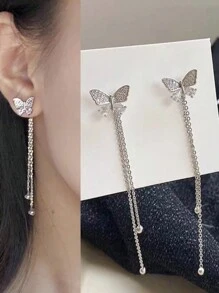 1 对蝴蝶仙子流苏耳环，适合青少年，优雅清新时尚甜美耳环 - 均碼 - 查看 3