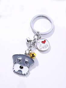 狗头和铃铛吊饰钥匙扣休闲情人节 - 彩色 - 查看 1