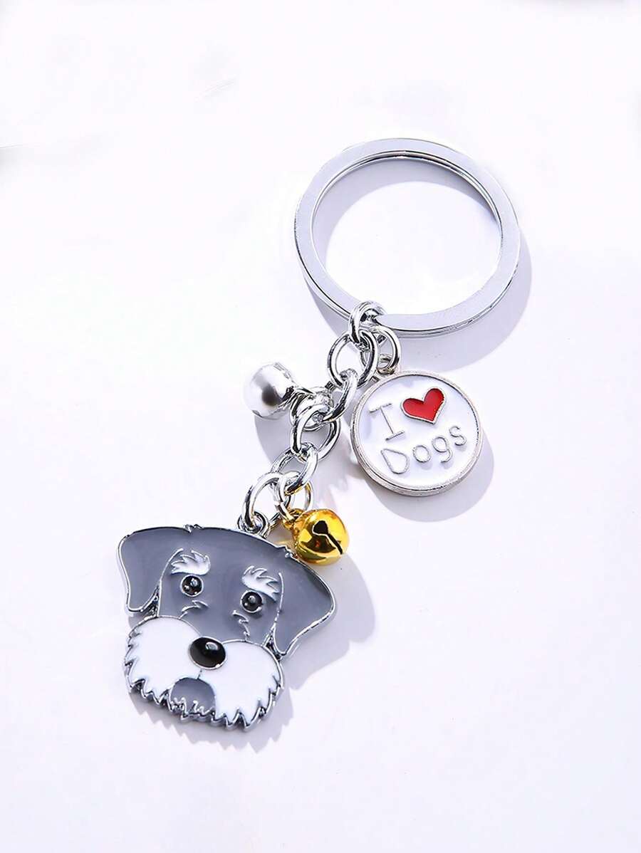 狗头和铃铛吊饰钥匙扣休闲情人节 - 彩色 - 查看 1
