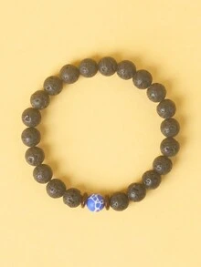 1入組男款熔岩手鍊，天然石彈性手鍊，8mm熔岩火山石珠手鍊，男士熔岩手鍊，熔岩珠手鍊，女士和男士的珠寶禮物，新手鍊，天然熔岩石搭配獨特的天然石頭製造出獨特的能量手鍊，木質飾品，吸引勇氣和活力的時尚男士珠寶，適合日常佩戴，為朋友帶來珍貴的珠寶禮物 - 黑色 - 查看 29