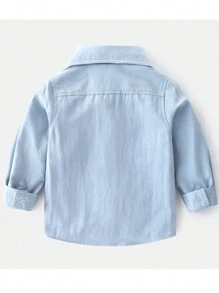 Young Boy Cartoon Embroidered Casual Long Sleeve Shirt, Autumn New