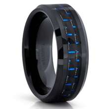Cool Rings Usa Black Tungsten Carbide Ring 8mm Carbon Fiber Inlay Wedding Band Cobalt Free - màu đen - Xem 2