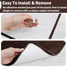 Plush Soft 14pcs Bullnosed Carpet Stair Treads Cover (9.5" X 30"X1.2")With 1pcs Landing Mat (24"X36") Rugs Set Tape Free Self-Adhensive Non-Slip Noise Reduced - 深棕色 - 查看 5