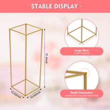 CNCEST 10 Pcs Gold Wedding Flower Centerpiece, Metal Flower Holder Flower Arrangement, Tall Geometric Centerpieces Vase For Table, Home Party Wedding Decorations Flower Rack(32in/80cm) - 32寸 - 查看 7