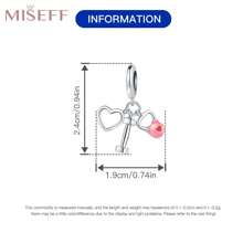 MISEFF MISEFF 1 Pc S925 Sterling Silver Charm Sports Dumbbell Kettle Bell Heart Pendant For Original Bracelet Necklace DIY Jewelry Making Fit For Girls Women Gifts Valentines