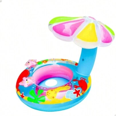 Boia Bebê Cobertura Cogumelo Inflável Protege Do Sol Assento Fralda