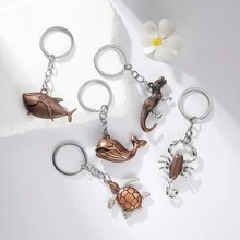 1 Máy Tính Vintage Đơn Giản Sáng Tạo Đại Dương Động Vật Cá Heo Cá Mập Rùa Tôm Móc Khóa, Ô Tô Thời Trang Mặt Dây Chuyền Túi Phụ Kiện Cá Tính Du Lịch Lưu Niệm - Bạc - Xem 11