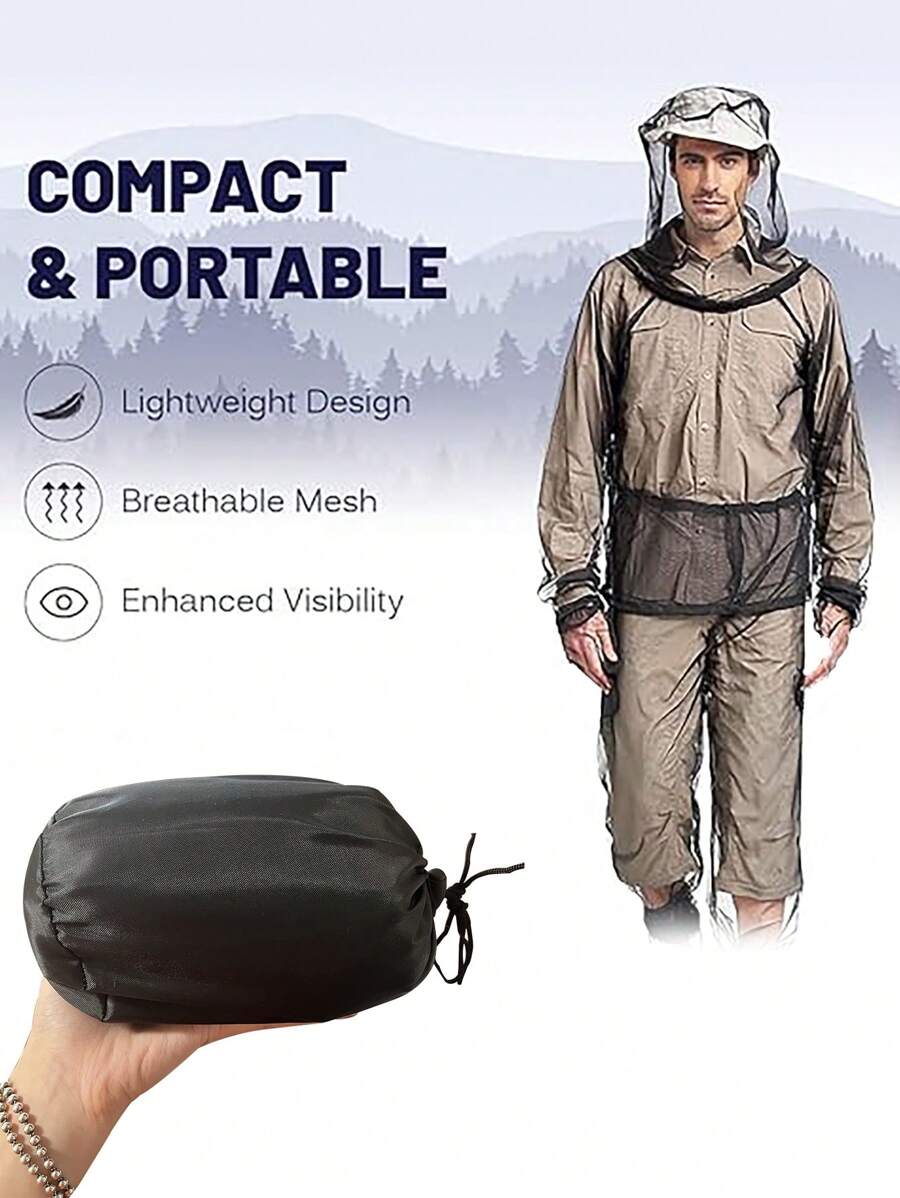 1pc Outdoor Fishing Mesh Anti-Mosquito Clothes / Beekeeping Suit - Black - View 1