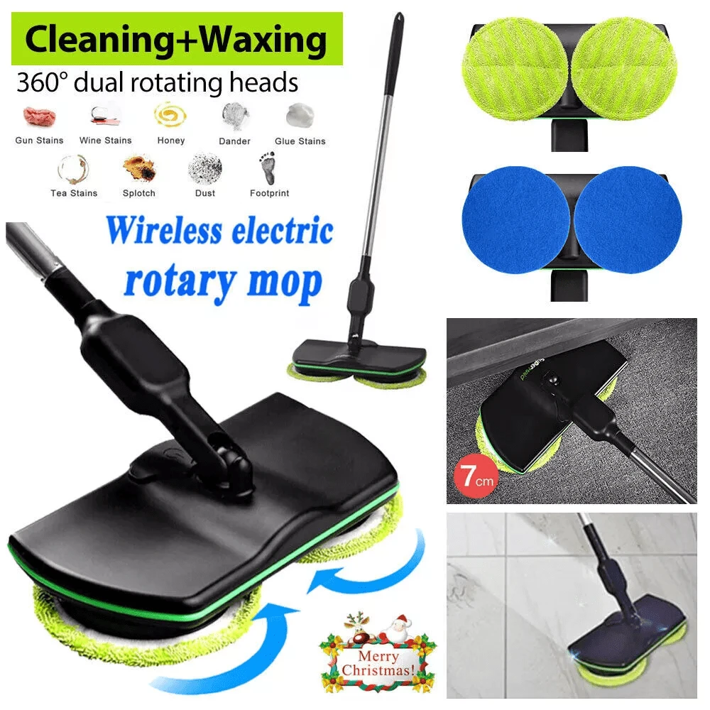 Electric Floor Mop Cordless Mop Spinning Cleaner Floor Scrubber Machine - Black - View 1