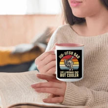 1pc, 11 Oz Coffee Mug, Ceramic Coffee Mugs, Reusable Coffee Mug, Funny Coffee Cups Tea Mug With Handle, Gag Gifts, Jiu Jitsu Dad Mug, Jiu-Jitsu Gifts, Like A Normal Dad But Cooler, Brazilian Jiu Jitsu Coffee Cup, Funny Jiu Jitsu, Office Mug - Pink - View 5