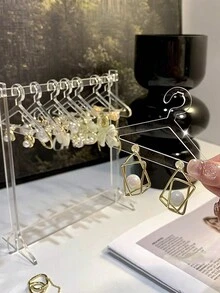 Soporte creativo para joyas de acrílico, organizador de colgador para ropa, aretes y collares, soporte colgante para clasificar accesorios - transparente - Ver 8