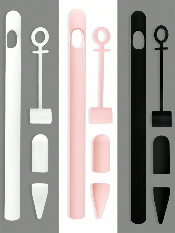 1pc Apple Pencil 1 Capacitive Stylus Multi-Function Silicone Protective Case Set (Includes 2 Pen Sleeves + Anti-Lost Silicone Tether)