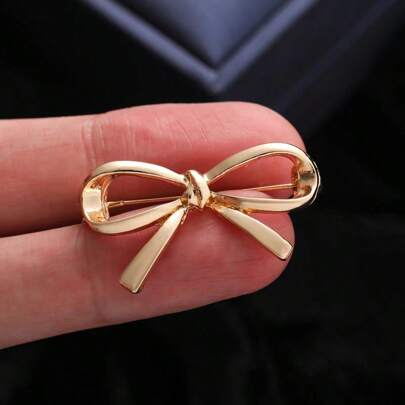 1pc/2pcs/4pcs European And American Style Metal Bowknot Brooch Unique Design Niche Accessory Anti-Slip Pin For V-Neck, Versatile Dress Accessories Pin For Clothes Bag Charm School Office Accessories Shirts Jacket Jewelry Christmas Halloween Clothes Pin Funny Cute Teacher Gifts