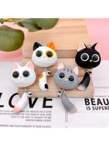 1 pieza Nueva figura creativa de 3D con cola de gato lindo con campana de adorno de dibujos animados - Multicolor - Ver 1