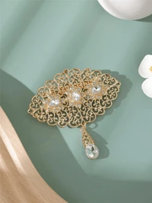1 Pieza Broche De Aleación Decorado Con Elegantes Piedras Preciosas De Rinestones Y Lapislázuli Con Estilo Marroquí Para Bodas, Novias, Festivales Y Fiestas - Dorado - Ver 11