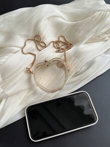 女士迷你手提包，新款潮流小众亚克力透明链条斜挎包，耳机包，心形小包，情人节礼物 - 無色 - 查看 8