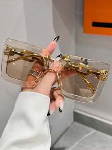 超大方形框架有色镜片时尚眼镜，适合海滩和俱乐部派对，优雅（无眼镜布）女士海滩配饰，适合夏季海滩度假、户外、旅行的眼镜 - 彩色 - 查看 15