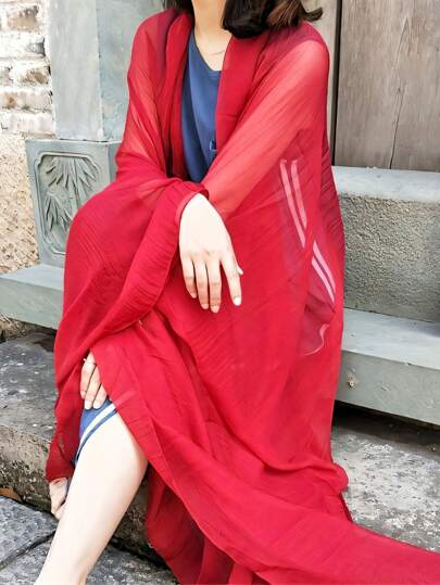 女士波西米亚风超长雪纺围巾，轻盈舞蹈防晒披肩，超大披肩