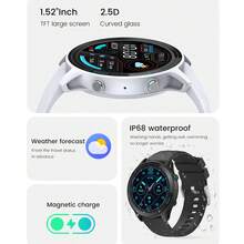 MAOYUAN 2024 Đồng hồ gọi điện thông minh dành cho thanh thiếu niên mới, Màn hình cảm ứng toàn màn hình HD 1,52 inch, 360 * 360 Pixel, Chống nước IP68, Hỗ trợ đa ngôn ngữ, Theo dõi sức khỏe, Hơn 123 chế độ tập thể dục, Mặt đồng hồ có thể tùy chỉnh, Đẩy tin nhắn, Điều khiển nhạc, Dự báo thời tiết, Tương thích với iOS Và Android, Đồng hồ thể thao thông minh - màu đen - Xem 4