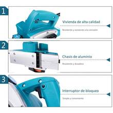 Cepillo Eléctrico para Madera de 3 1/4 Pulgadas (82mm) 800W 11000RPM Carpinteria Cepilladora Electrica Madera Cepillador Madera Carpintero - Azul - Ver 4