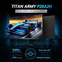 TITANARMY 240Hz Gaming Monitor, 24.5-Inch FHD Computer Monitor (1080p), 1ms MPRT FreeSync Frameless Monitor, 95% DCI-P3,VESA, Tilt Adjustable, DisplayPort & HDMI-Compatible X2, Eye Care, P25A2H - Black - View 3