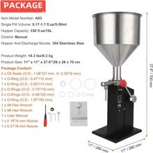 Adjustable Bottle Filling Machine, A03 Pro Manual Paste Liquid Filling Machine With 10L Transparent, Bottle Filler For Milk Water Essential Oil Shampoo Cosmetic Honey-5-50ML