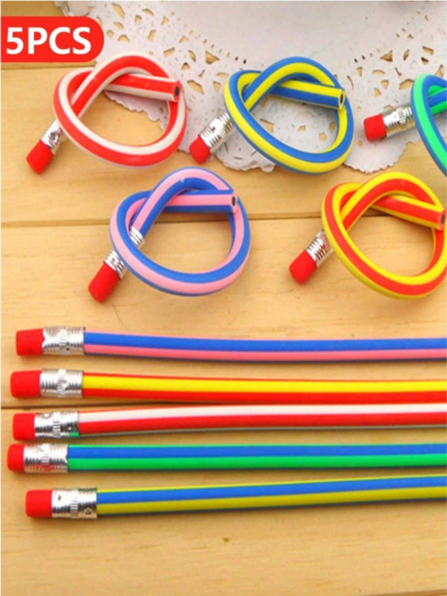 5/8/10pcs Flexible Bendable Indestructible Soft Lead Pencils, Cute Transformable Deformable Pencils, Children Educational Toys, For Kids Rewards - Multicolor - View 1