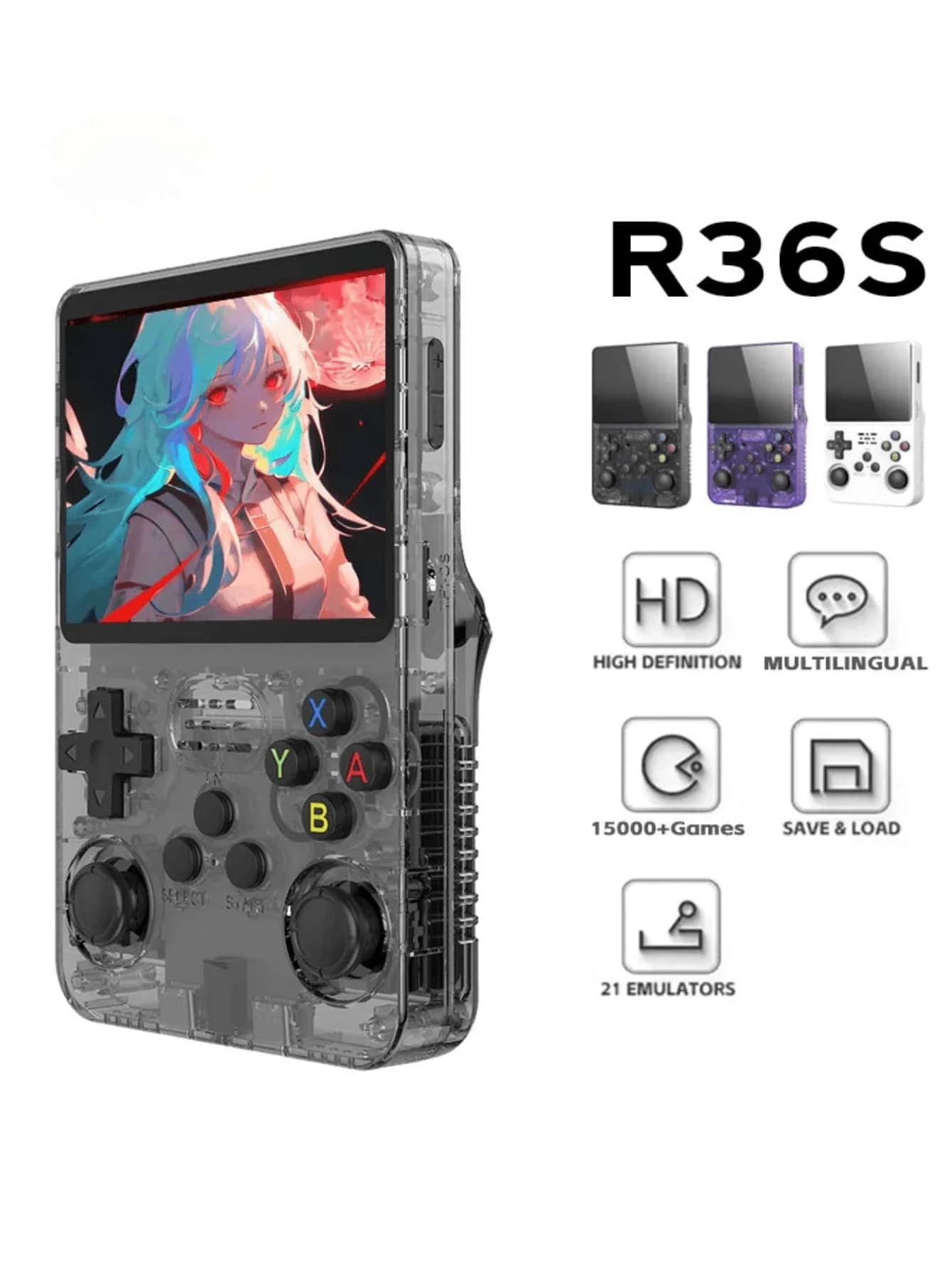RG35XX H Consola De Juegos De Mano Retro, Pantalla IPS De 3.5 Pulgadas, Sistema Linux