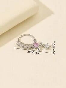 女士 CZ 心形吊坠鼻环高品质铜鼻环首饰身体穿孔首饰情人节、妈妈、母亲、母亲节、礼物 - 彩色 - 查看 2