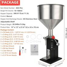 Adjustable Bottle Filling Machine, A03 Pro Manual Paste Liquid Filling Machine With 10L Transparent, Bottle Filler For Milk Water Essential Oil Shampoo Cosmetic Honey-5-50ML