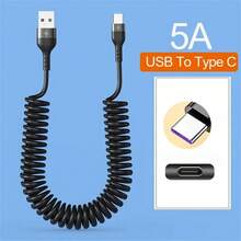 66W 5A USB Type C Spring Car Fast Charging Cable - Black - View 4