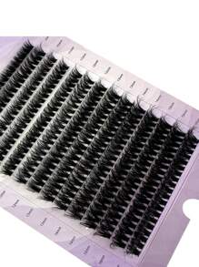 HBZGTLAD 280 件/套 14 排 60/80 件 0.05 毫米超细假睫毛，9-16 毫米混合长度，水貂毛外观，3D 俄罗斯卷单根睫毛延长，黑色，紫色盒装睫毛簇，睫毛簇，单根睫毛，睫毛，假睫毛 - 黑色 - 查看 5