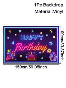 1入組100 * 150cm萬花千縷生日派對主題生日乙烯基旗幟，背景布完美裝飾生日派對，發光主題生日成年禮儀派對室內牆壁裝飾，戶外派對圍欄裝飾，生日禮品掛毯，派對照片道具背景 - 彩色 - 查看 9